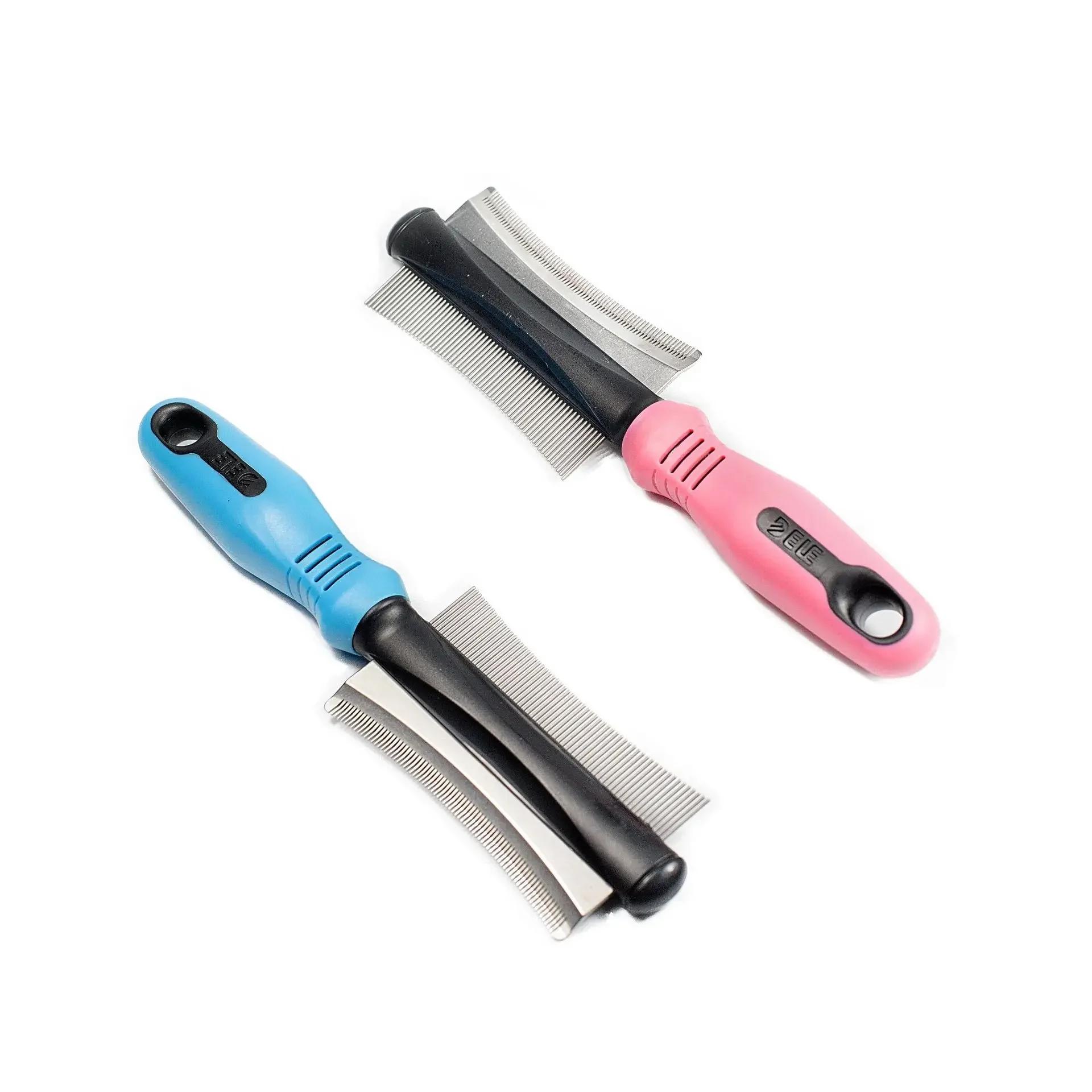 

Расческа для домашних животных, средство для удаления шерсти кошек и собак, двухсторонняя легкая щетка для удаления линьки, инструмент для ухода за кошками, инструмент для ухода за длинными маленькими волосами собак розовый