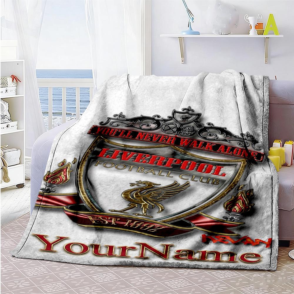 Liverpool Personalized Name Blanket Lightweight Personalized Blanket Soft Warm Cozy Versatile for Sofa Livingroom Office Chair Chair