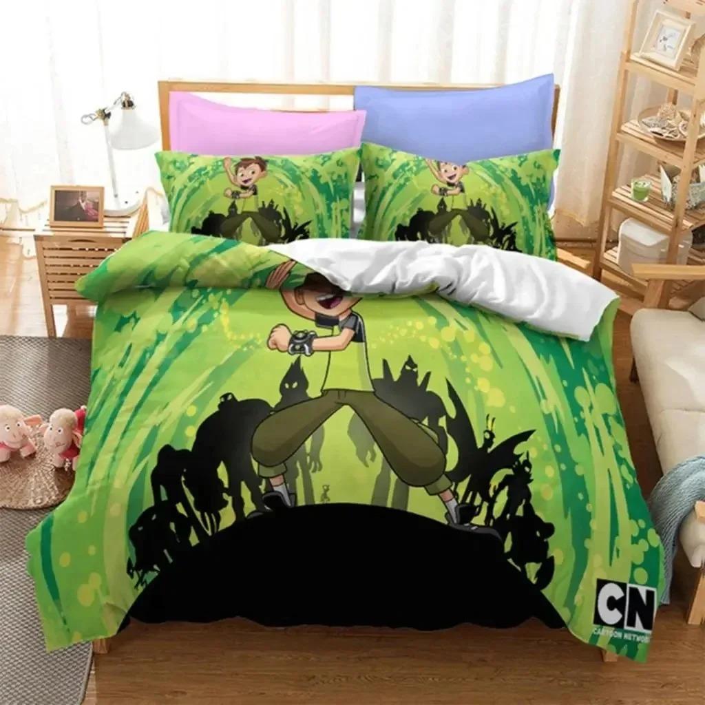 3D Print Ben Alien Force 10 Teenage Hacker Bedding Set Boys Girls Twin Queen Size Duvet Cover Pillowcase Bed Kids Adult