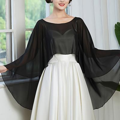 Elegant Sheer Shawl Top Loose Fit Chiffon Sunscreen Outerwear Chiffon Cover Up  Vacation