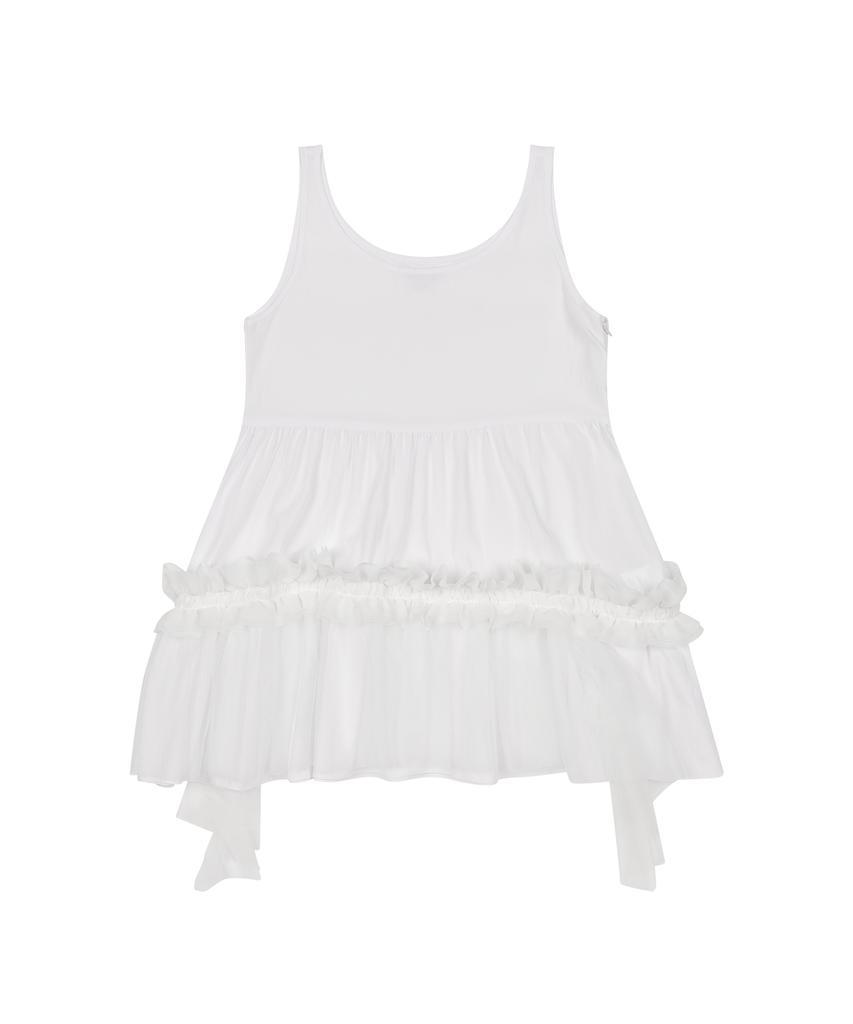 Ohesio Sheer Frill Layered Dress, White