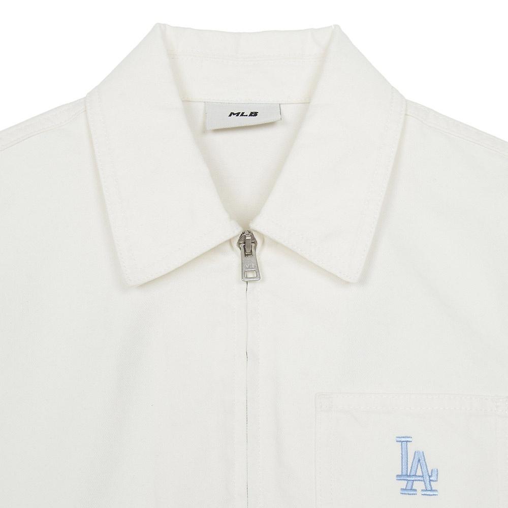 MLB Solid Color Polo Collar Zipper Long Sleeve Loose Jacket Women jackets 3FDKV0361-07IVS