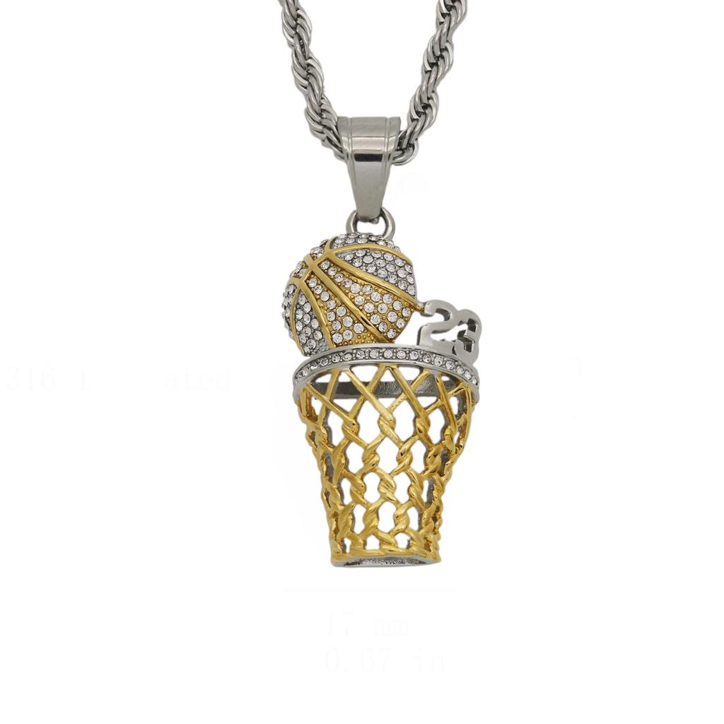 Bijuterii Noi Hip Hop Sport Trendy Set Diamante Colier Pandantiv Cadru Plasă Baschet