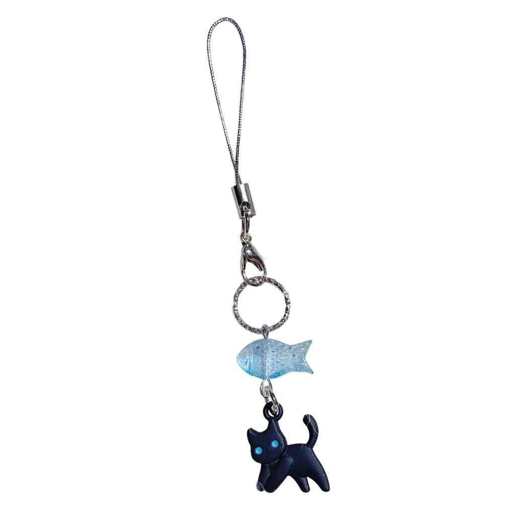 Multifuntional Keychain Travel Friendly Cat Phone Lanyard Acrylic Alloy Texture Phone Accessory for Everyday Carry
