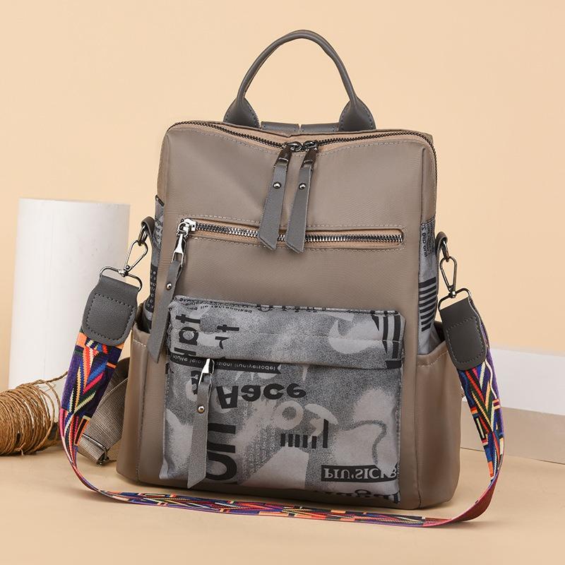 New Women's Bag Oxford Cloth Backpack Fashion Contrasting Color Flow School Bag Large Capacity Casual Light Travel Bag