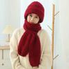 Women Winter Hat with Integrated Scarf Thick Warm Knitted Windproof High Elasticity Full Protection Outdoor Travel Cold Weather Cap