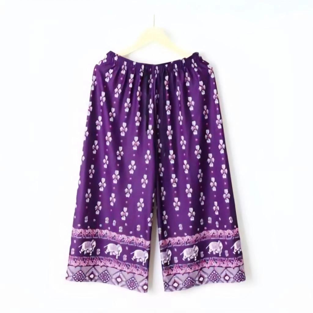 Long Loose Leg Elephant Pants Adjustable Elastic Waistband Strap Women Men Unisex Print Thailand Casual Streetwear Beach Summer Bohemian Retro Vintage