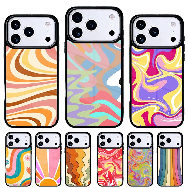 Rainbow 70s Groovy landscape Phone Case for iPhone 17 Air 16e 15 14 13 Pro Max Back Cover for 12 11 Pro Coque