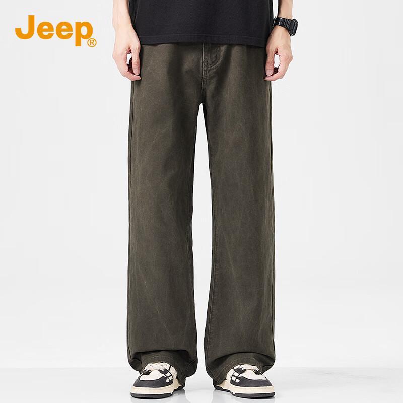 Jeep Men's 2025 Summer Loose Fit Straight Wide-Leg Casual Pants