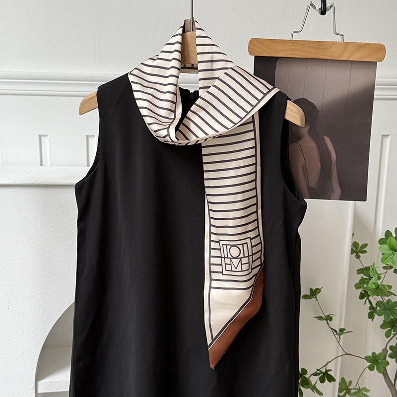 Silk scarf atmosphere, new long silk scarf, streamer, women's high-end sense, matching shirt, small scarf, headscarf, headband.