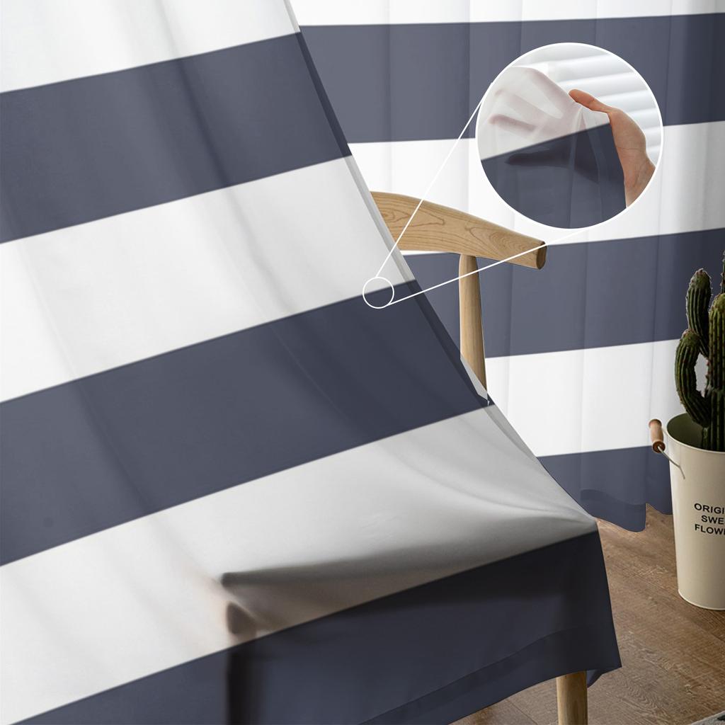 Blue And White Stripes Modern Curtains For Living Room Transparent Tulle Curtains Window Sheer For The Bedroom Accessories Decor