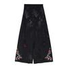 Women's Ethnic Style Wide-Leg Pants: Draped, Embroidered Waist, Retro Casual Design