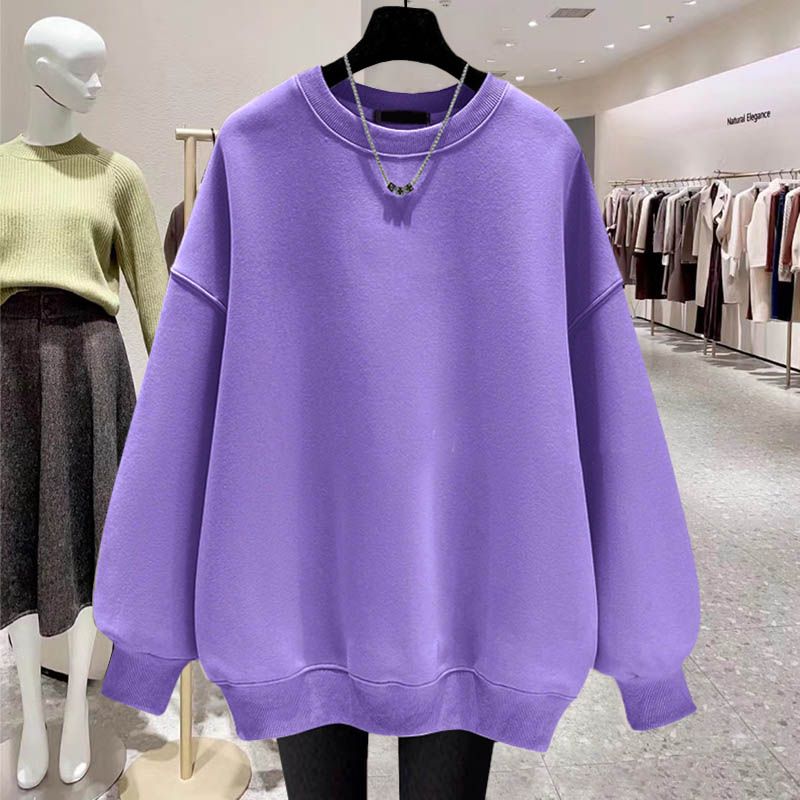 Sweatshirt Men's Autumn and Spring Warm Solid Color Round Neck Hoodless Pullover Long-sleeved T-shirt Ins Casual Outerwear