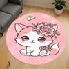 1PC Floral Kitty Round Chair Mat Area Rug - Non-Slip, Floor Mat for Office, Bedroom, and Indoor Decor -Gift D1127270
