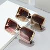 Women's Oversized Square Metal Frame Sunglasses: European & American Trend 3726