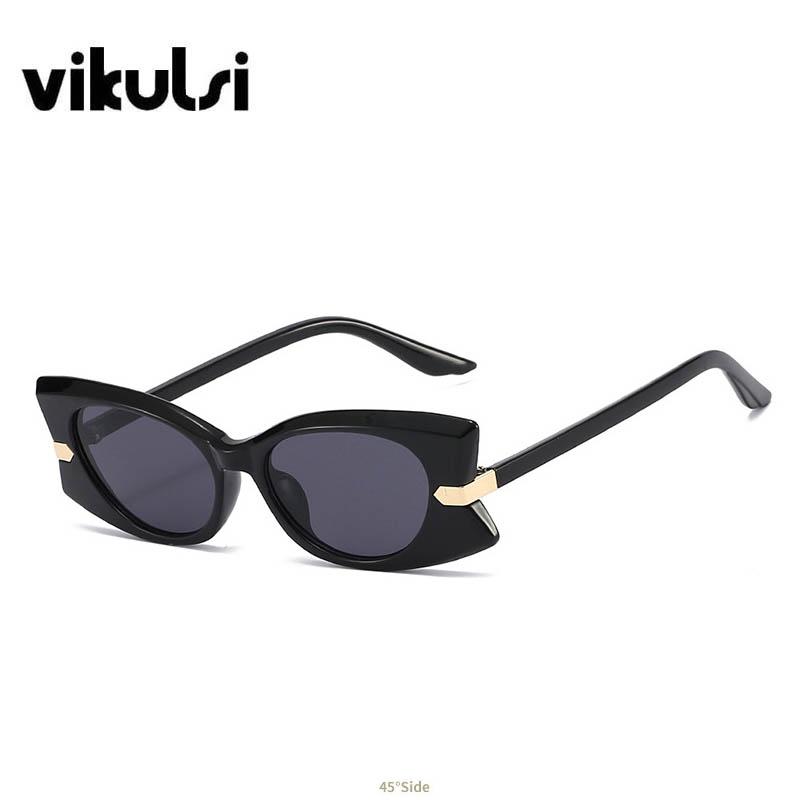 Retro Trendy Sunglasses For Women UV400 Unique Cat Eye Sun Glasses Brand Design Street Photography Selfie Glasses