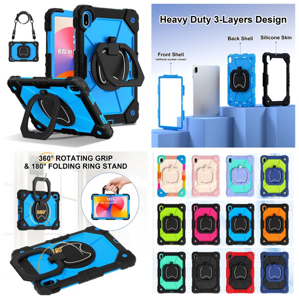 Für Huawei MatePad SE 11.360° Drehbarer Griff Schwerlastschutz Ständer TPU+PC 3in1 Stoßfeste Tablets PC Hülle