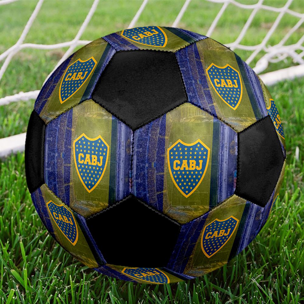 Pallone da Calcio Boca Juniors, colorato, adatto a tutte le età, cucito a macchina, materiale PVC, qualità da competizione, resistente e con elevato rimbalzo