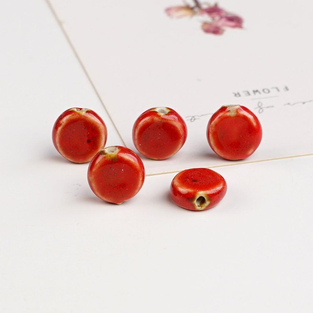 Ceramic Loose Beads Chinese Red Beads Handmade DIY Necklace Loose Beads Accessories