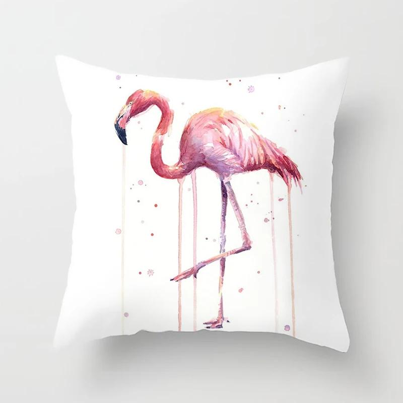 Flamingo Muster Dekorative Kissen Kissenbezug Polyester Kissenbezug Wurfkissen Sofadekoration Kissenbezug 40517-3