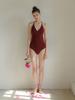 Peuswike V-Neck Open Swimsuit - Burgundy