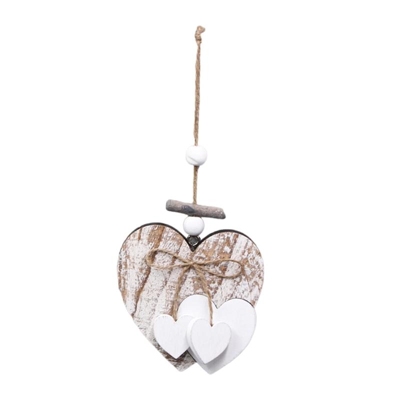 Natural Wooden Heart Shaped Adornment Bedroom Decorative Pendant Hanging Ornament for Weddings and Special Occasion