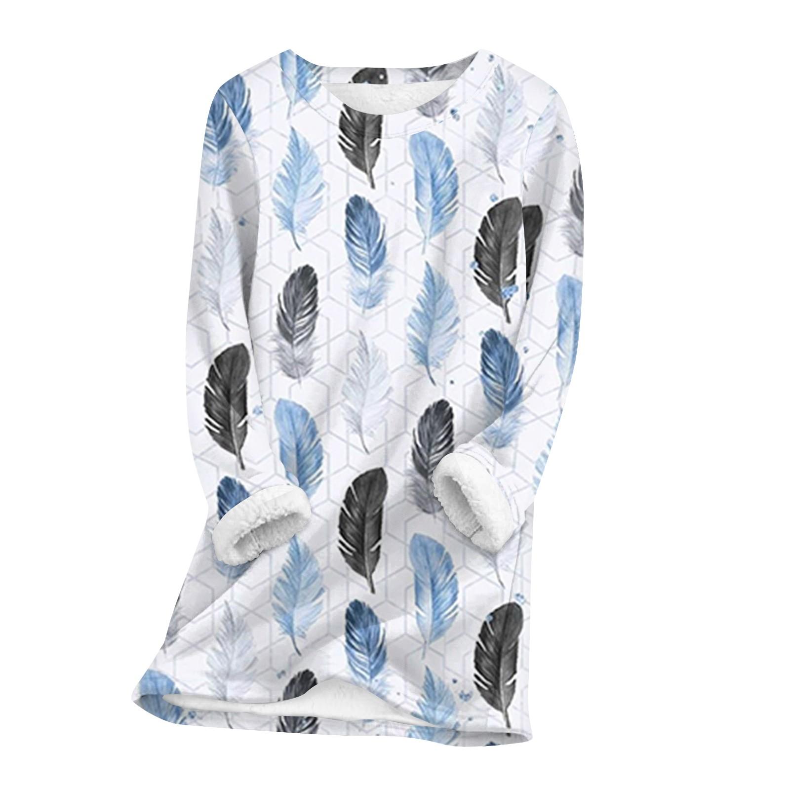 

Женский топ с круглым вырезом и принтом из утолщенного плюша и кашемира, теплый длинный топ XXL