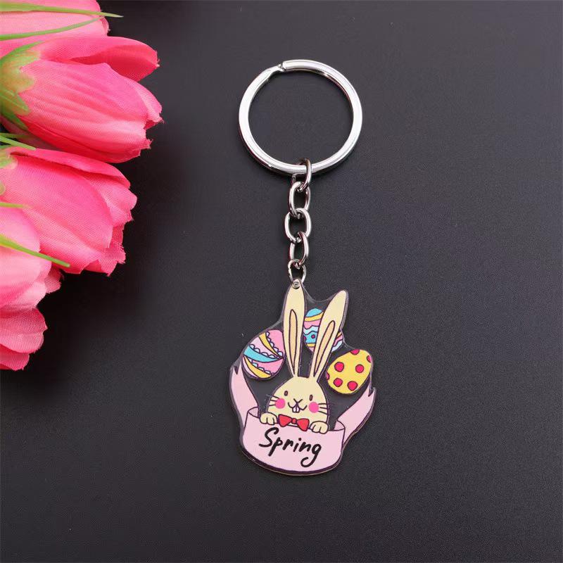 Personalized Easter Keychain: Carrot Rabbit, Colored Egg, and Little Chick Pendant for Women