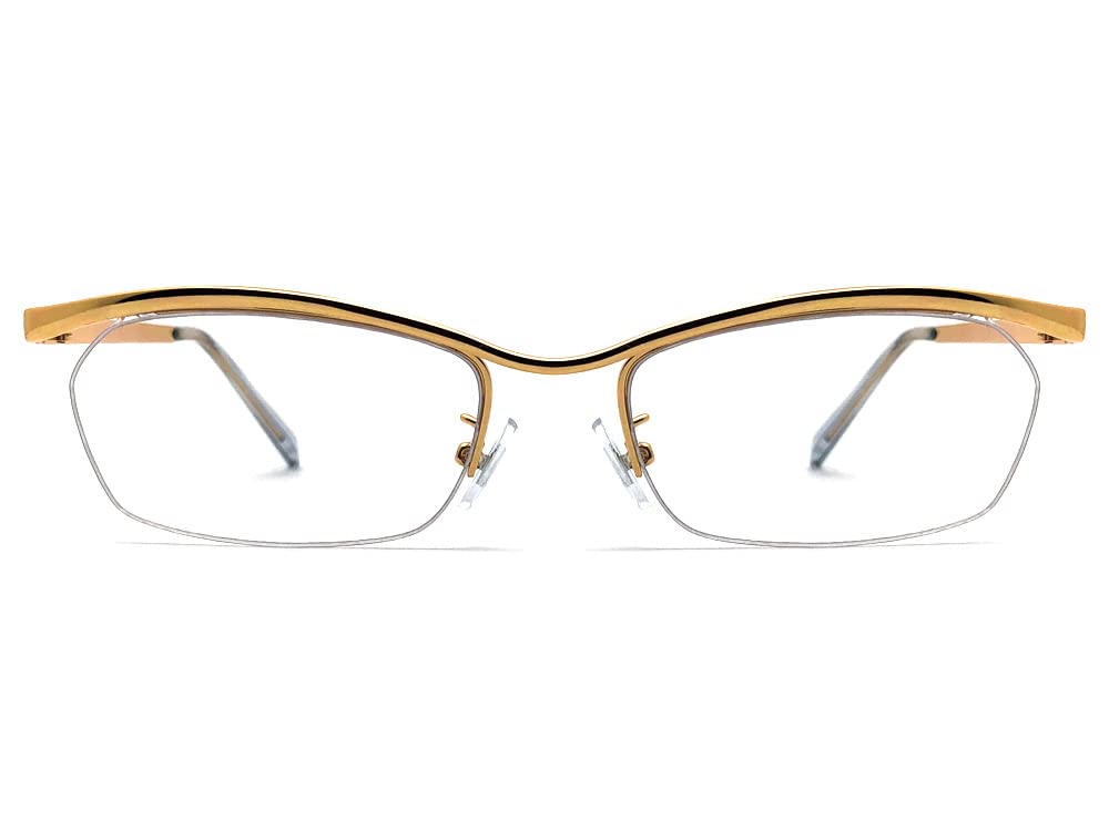 METAL NARROW HALF RIM SUNGLASS narrow half rim GOLD CLEAR [SPEED ADDICT] (metal sunglasses) ×