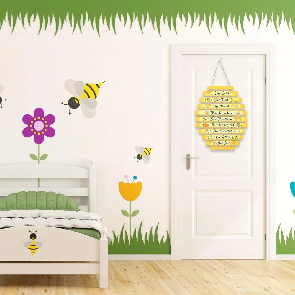Spring Autumn Bee Wall Decoration Plaque Bee Nest Hanging Ornament  Baby Shower Supplies