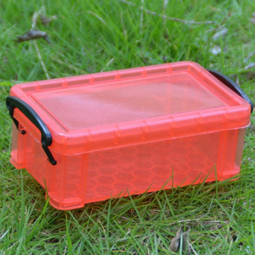 0.28 Liter Storage Box Candy Color Locking Lid Plastic Sorting Box Mini Size Transparent Art Stationery Box