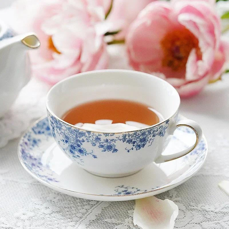 English Flower Teapot Classical Blue and White Daisy Pot Home Ceramic Cup and Saucer Phnom Penh Afternoon Flower Teaware Set