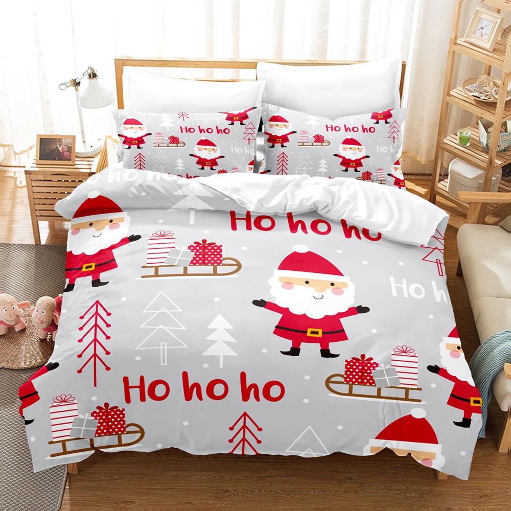 

3D Digital Printing Three-Piece Set, Santa Claus, Printing Bedding Kit cover 90 * 190 and 50 * 75 * 1