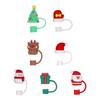 Silicone Straw Cap Christmas Santa Straw Plug Tips Cover Reusable Straw Toppers Dustproof Drinking Lids for Tumblers