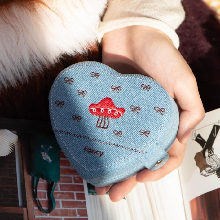 Heart Design Jewelry Organizers Denims Multi Compartment Storage Box For Earrings Necklaces Rings Travel Essential