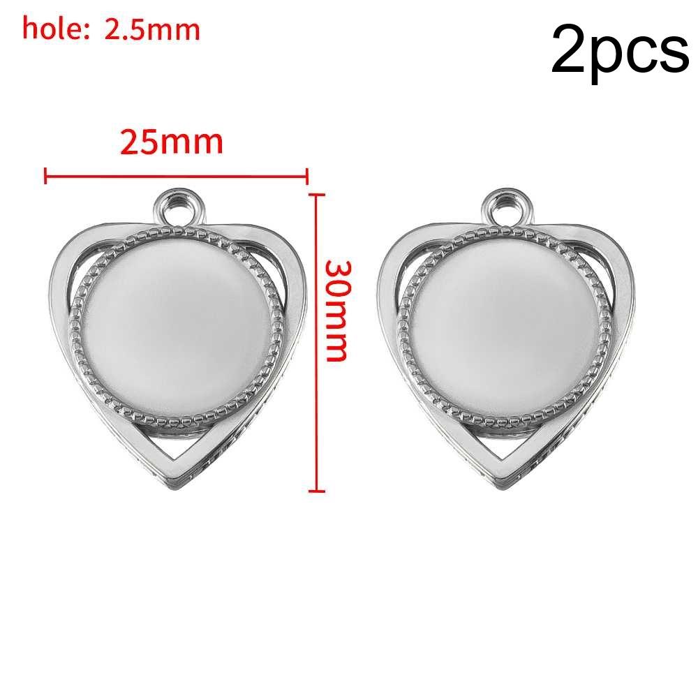 5Pcs 2Pcs Stainless Steel Heart Blank Pendant Trays Bezel Charms Bulk for Homemade Necklaces Jewelry Making DIY Crafts Resin Art