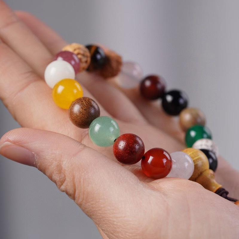 Lingyin Style Duobao Bodhi Beads Rosary Bracelet, 18-Seed Design.