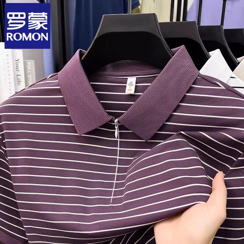 Luomeng Men s Summer Lightweight Striped Half-Zip Polo Shirt 54