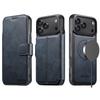 iPhone 17 Pro Max Flip Case with Card Slot & Magnetic Snap, 2-in-1 Wireless Charging Stand, Leather Design