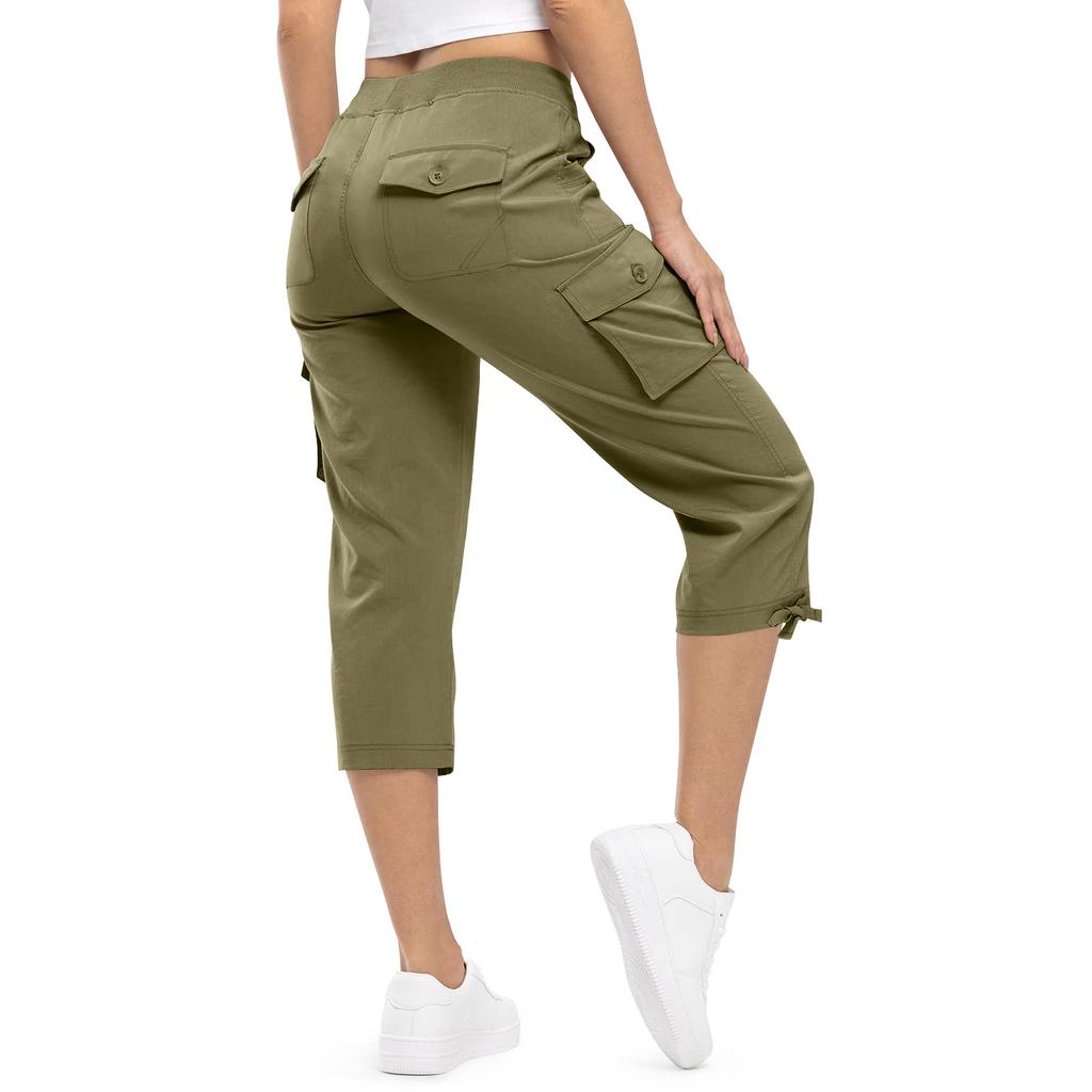 Womens Capris With Pockets Loose Fit Casual  Pants Dressy Lightweight Ladies Baggy Cargo Pants For Hiking