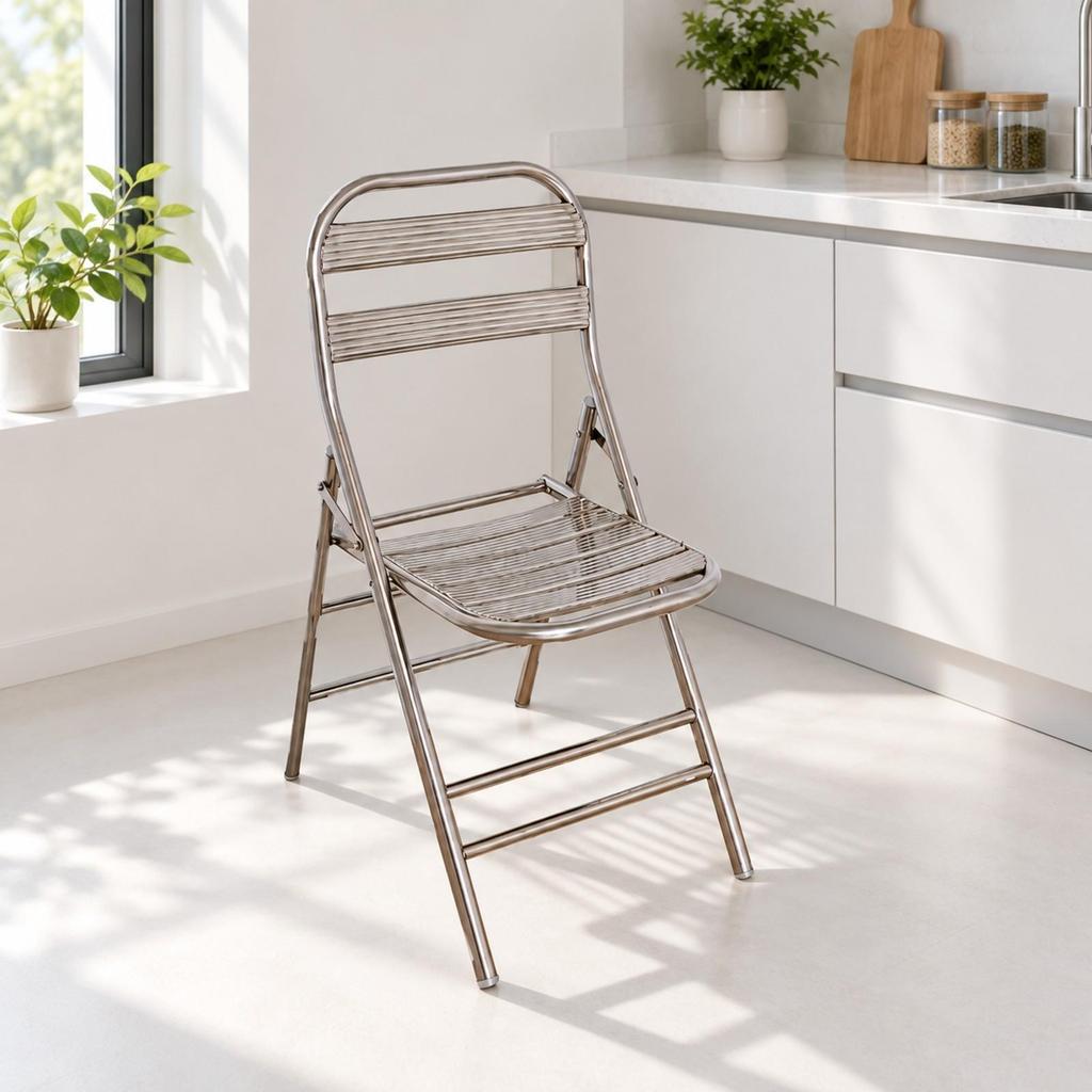 Stainless Steel Folding Chair Portable Seating Long-Lasting for Dining
