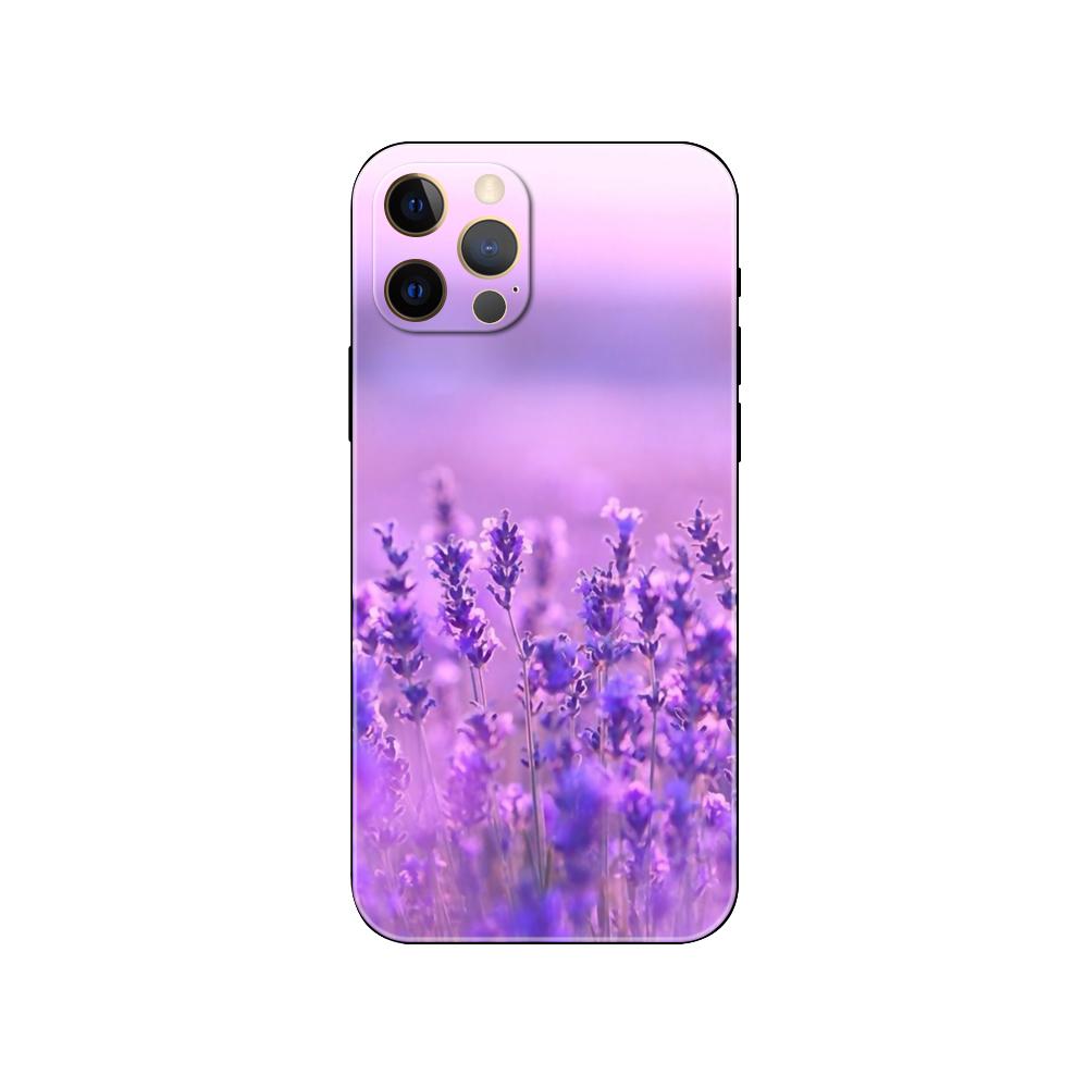 Etui na telefon lawendowy do iPhone'a 5 5s 2020 SE 6 6s 7 8 Plus X 10 XR XS 11 12 13 mini pro MAX czarne etui z tyłu z TPU