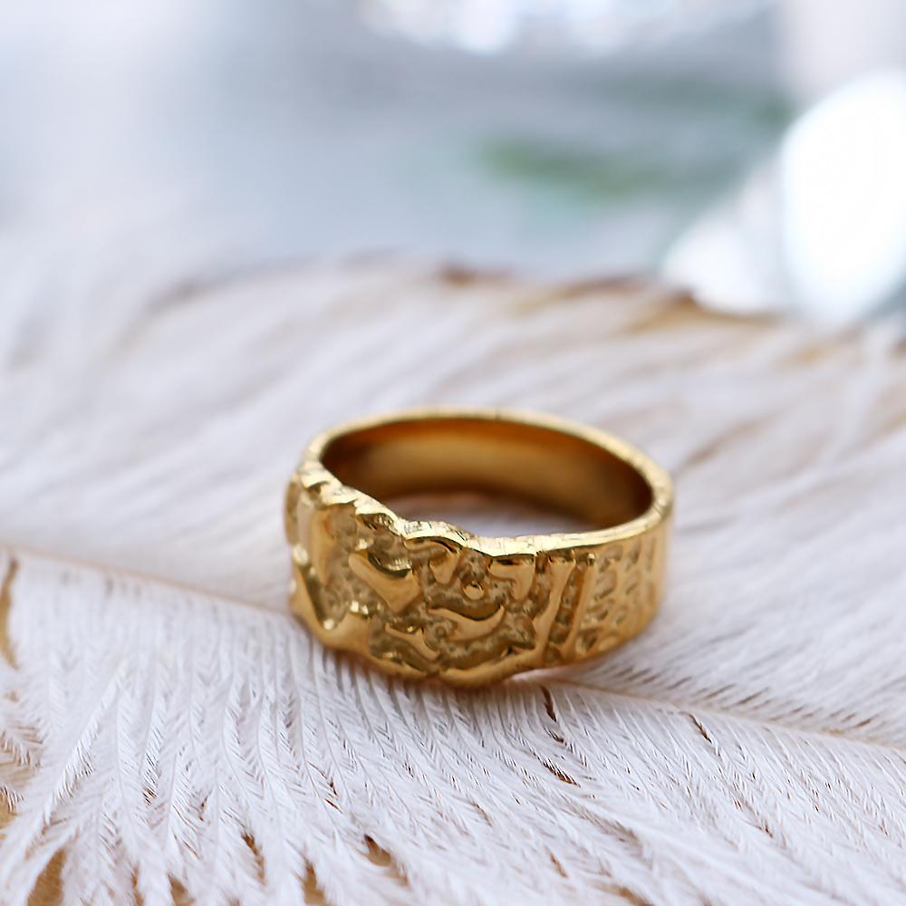 Vintage Gold Color Nugget Unique Ring Stainless Steel Punky For Women Men Aesthetic Bump Jewelry Gift Elder Rings 2022 New Trend