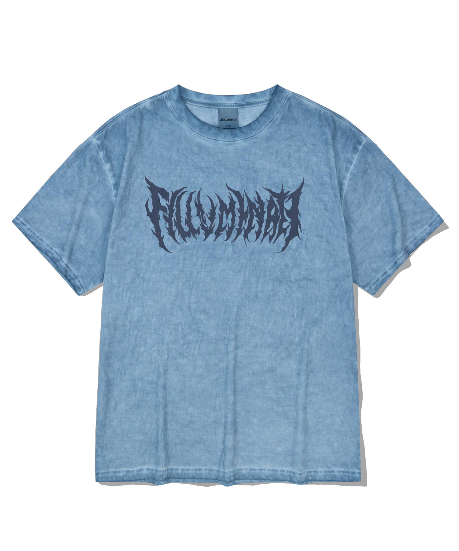 Illuminate Gothic Logo Pigment T-Shirt - Blue Blue/L