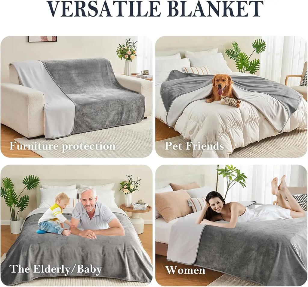 Versatile Waterproof Blanket, Waterproof Blanket for Bed, Stain & Leak Proof Sofa Protector Throw Blanket, Dog Pets Blanket