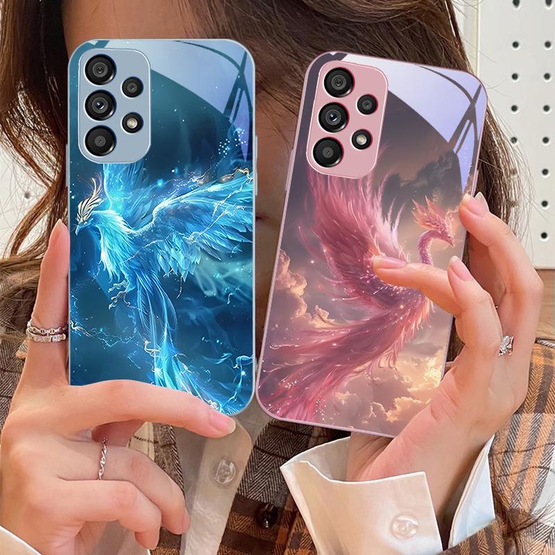 Golden Phoenix Unfolding For Samsung Galaxy S10 4G S20 11E 30 S21 22 S24 Fe Pro S23 S25 Ultra 5G S9 Tempered Glass Phone Case