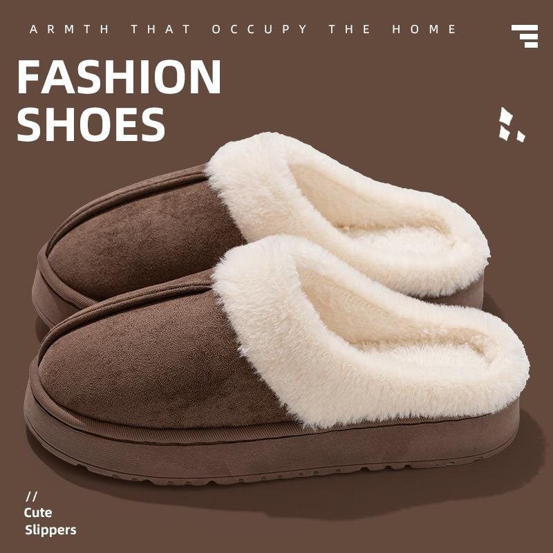 Premium Cotton Slippers Couple Autumn and Winter Indoor Cotton Mop Home Non-slip Thick Bottom Plush Warm Couple Slippers