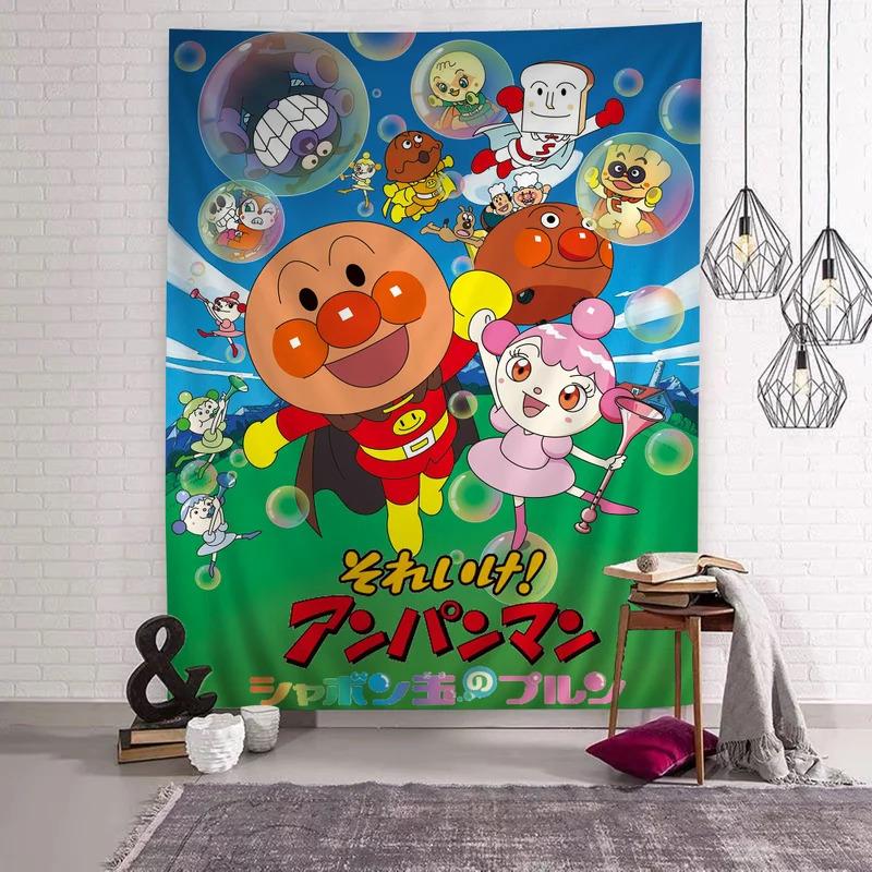 VIKAMA Anpanman Tapestry Playful Print Design Japanese Anime Hippie Style Decor Childrens Room Theme Decor