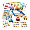 CORPERTOYS Wooden Educational Toy, Mini Car, Animal Car Set, Sorting Play, Animal Recognition, Building Blocks Truck, Deformed Design, Includes 12