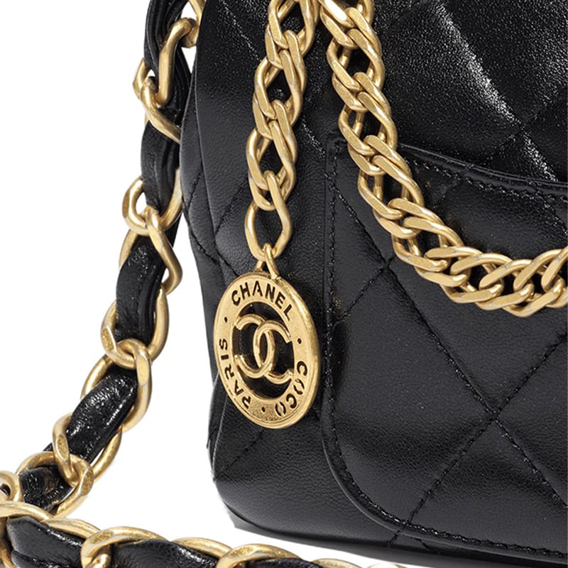 Chanel Lambskin Flap Bag, Handbag, Shoulder Bag, Crossbody Bag Women's Black AS4012-B10669-94305